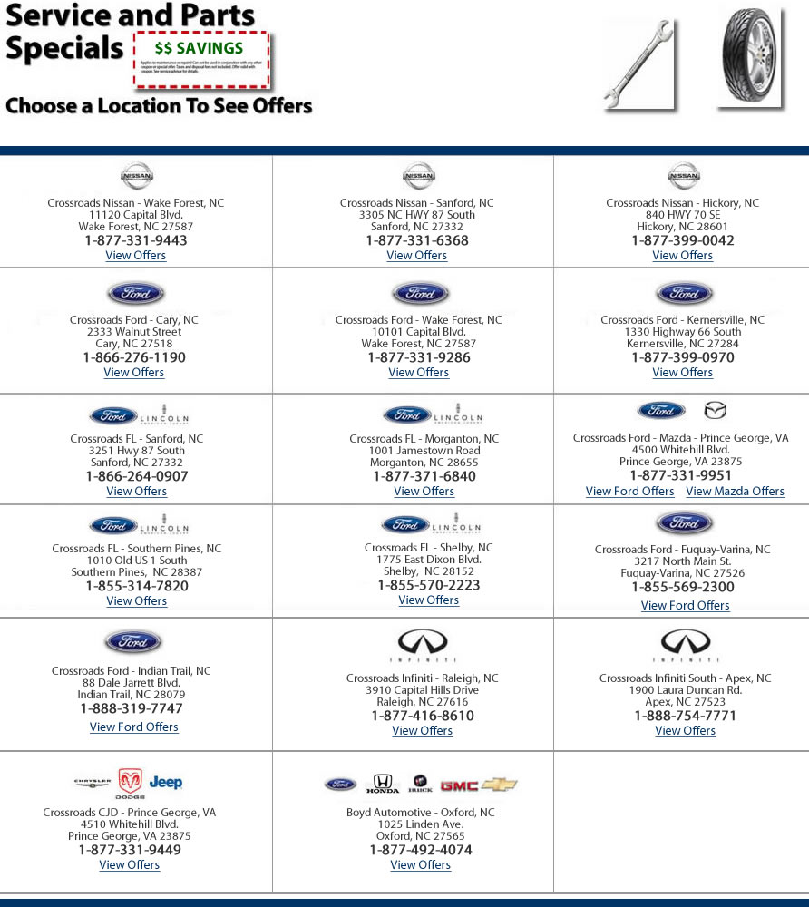 Crossroads infiniti coupons